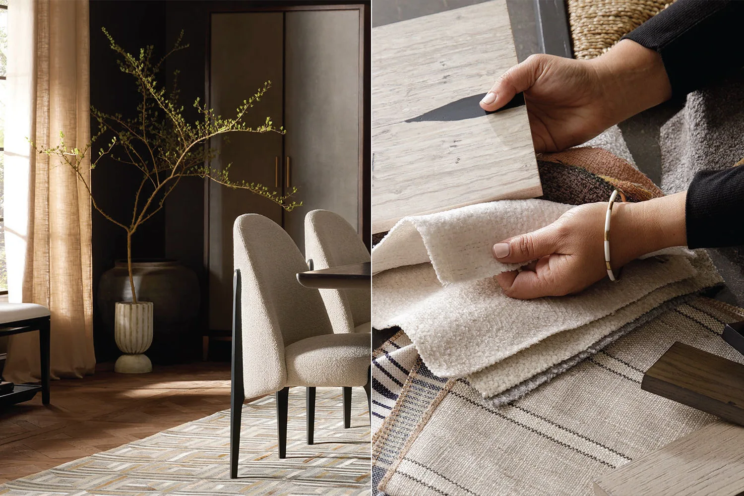 Décoration d’intérieur à Dubaï aux couleurs douces et matériaux naturels