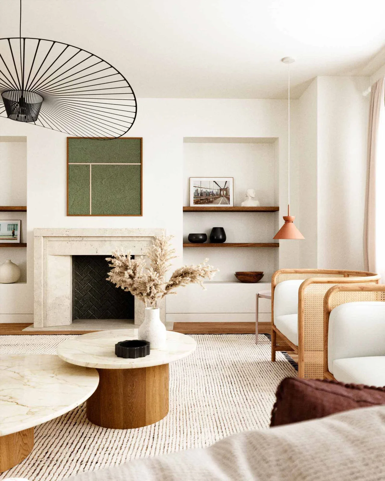 Salon chaleureux et élégant conçu à Dubaï