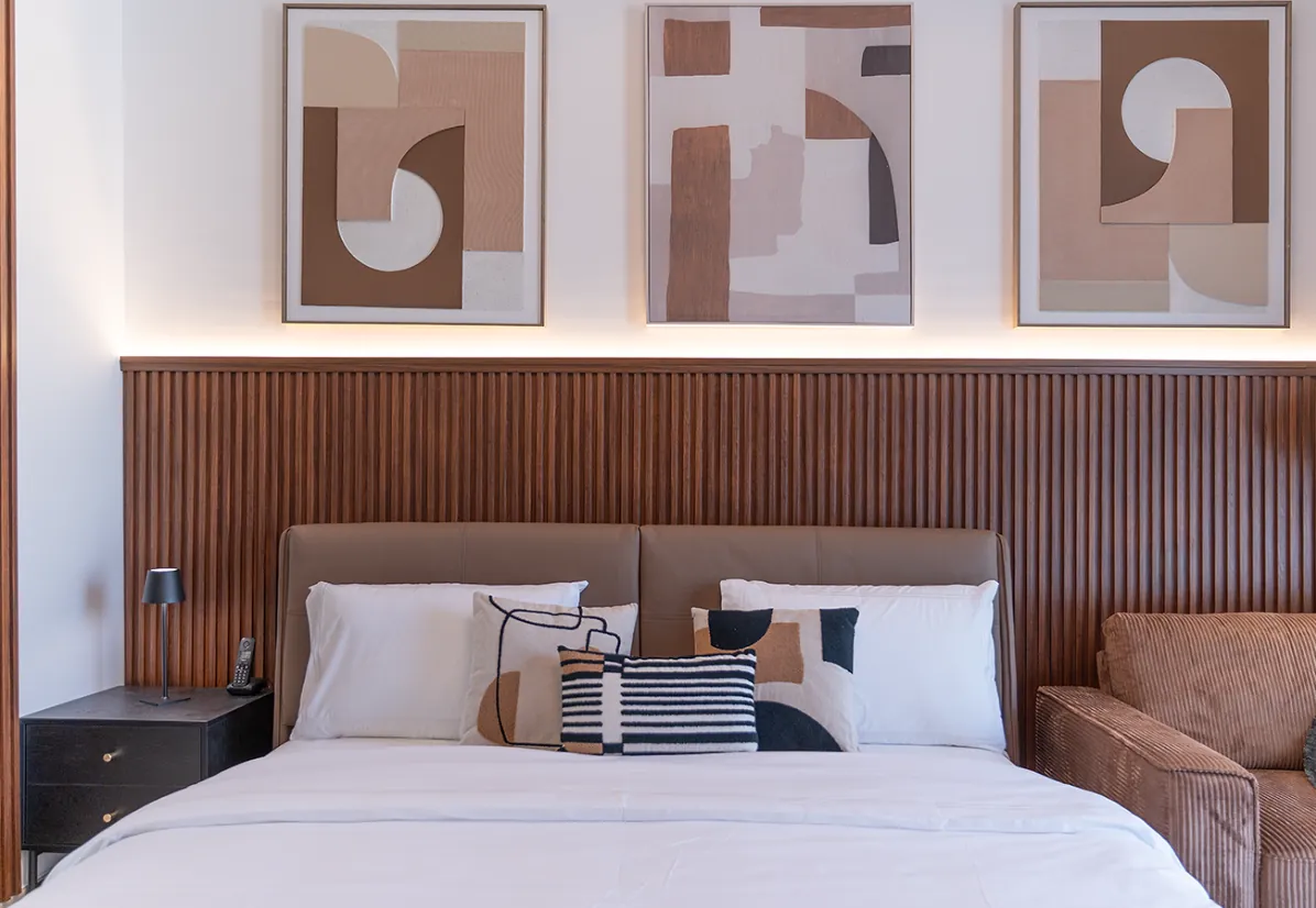 Studio PASE interior design — Project BLUE, furnished studio at Ajmal Makan, Sharjah